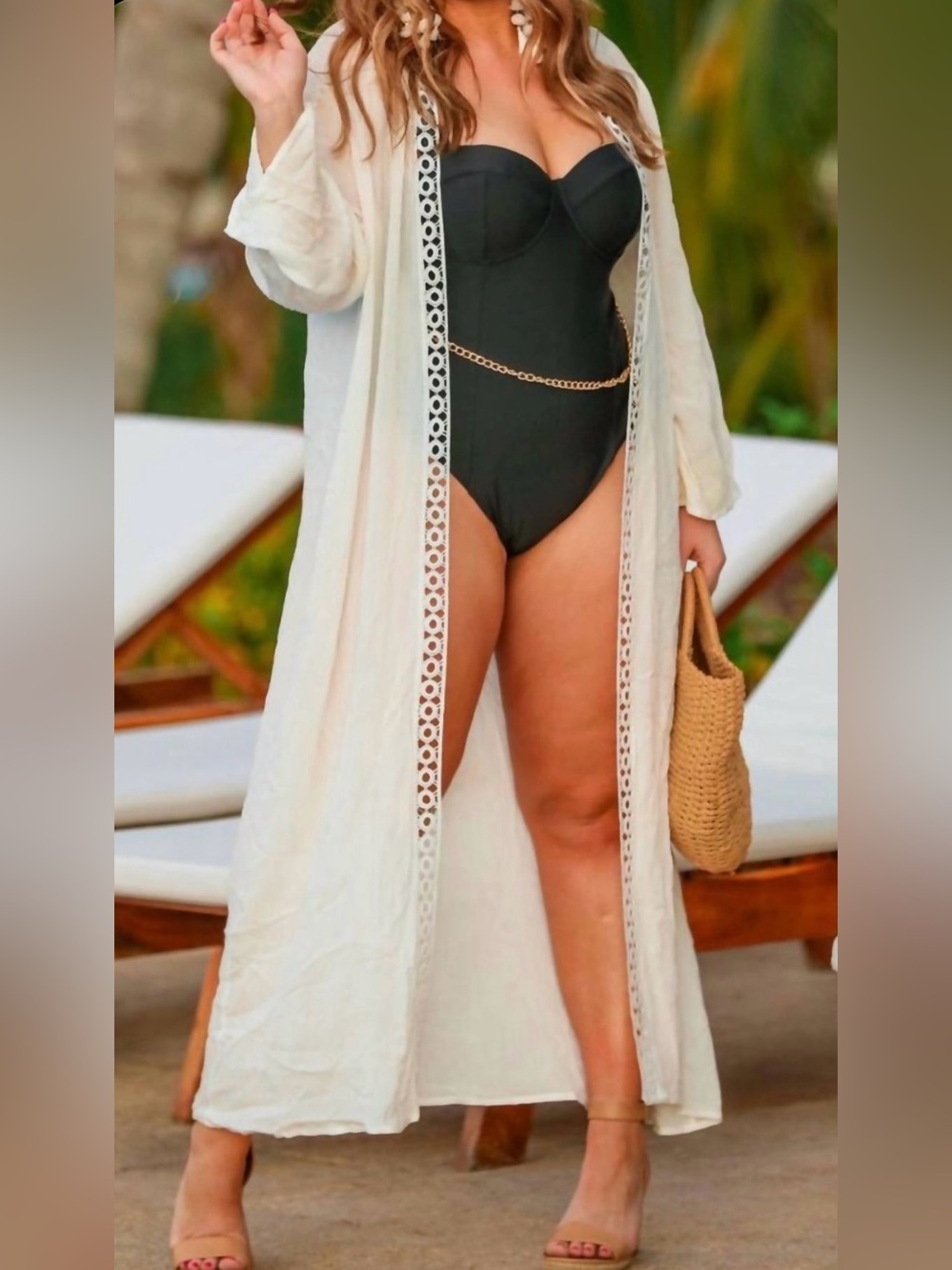 NWT Jess Lea White Seashell Chic White Kimono/Swim Cover Up | Size: S/M